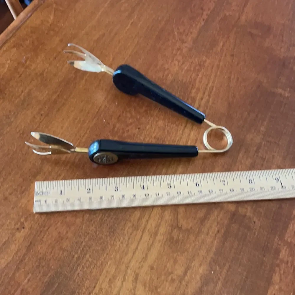 Rare black & brass vintage ice tongs